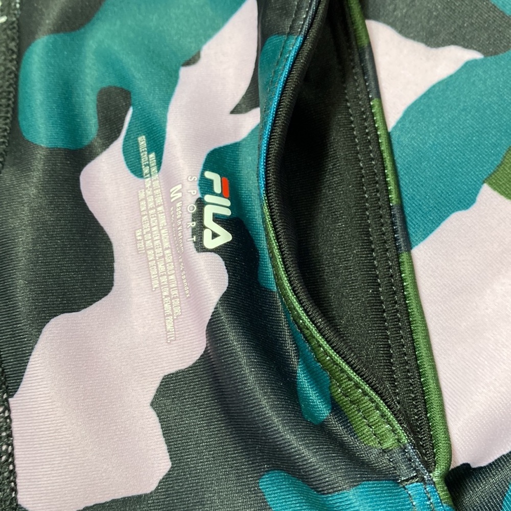 Fila Pink Camouflage Cropped Yoga Stretch Exercise Workout Pants M - Picture 6 of 6